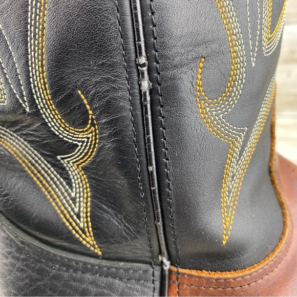 Durango Cowboy Black & Brown Pull On Leather Boots- Mens size 8.5 EE - Picture 17 of 17